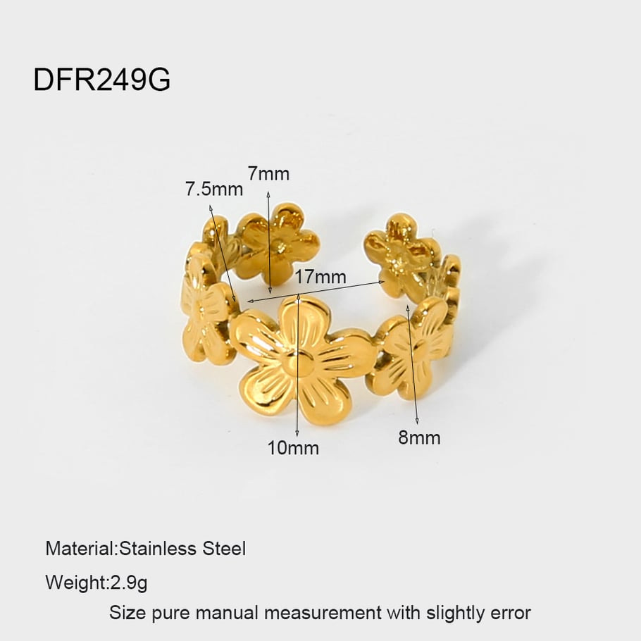 Light Luxury Flower - shaped Gold - colored Stainless Steel Women's Rings 