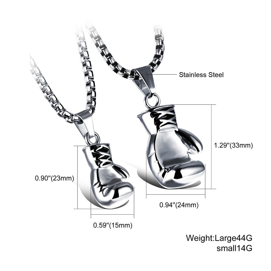 Colliers pour hommes en acier inoxydable avec gant de boxe classique Image2