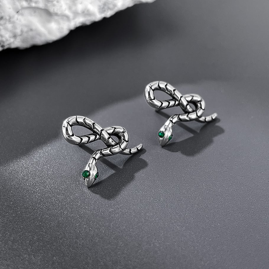 1 Pair Designable Snake Stainless Steel Men's Earrings Picture3
