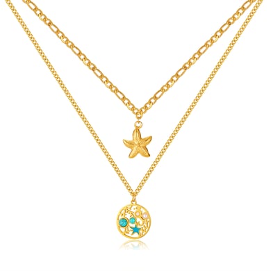 1 Piece Vacation Series Retro Starfish Stainless Steel Gold Color Women's Pendant Necklaces h5 Picture6