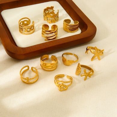 Fashion Collection Starfish Goldtone Stainless Steel Women's Ring h5 Picture2
