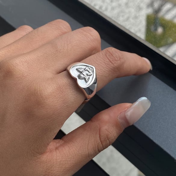 Ins Style Heart Angel roestvrijstalen, goudkleurige statement ringen 2