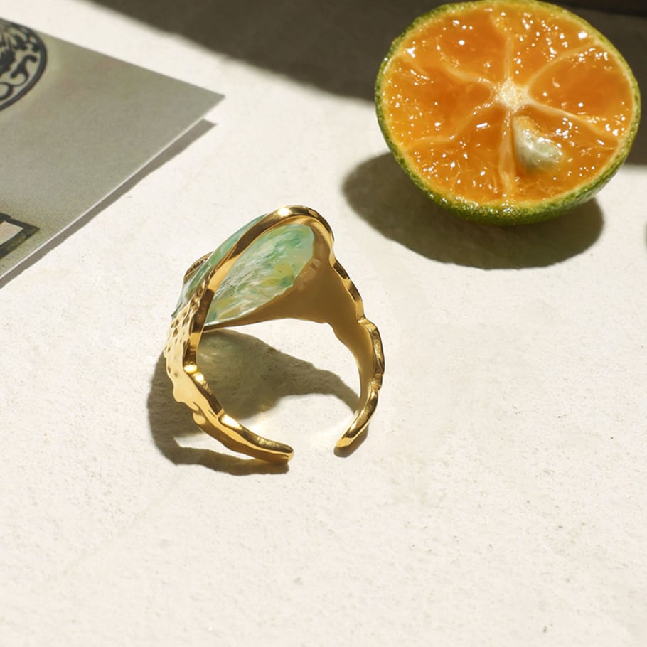 Oceanic Edelstahl Goldfarbene Statement-Ringe Bild5