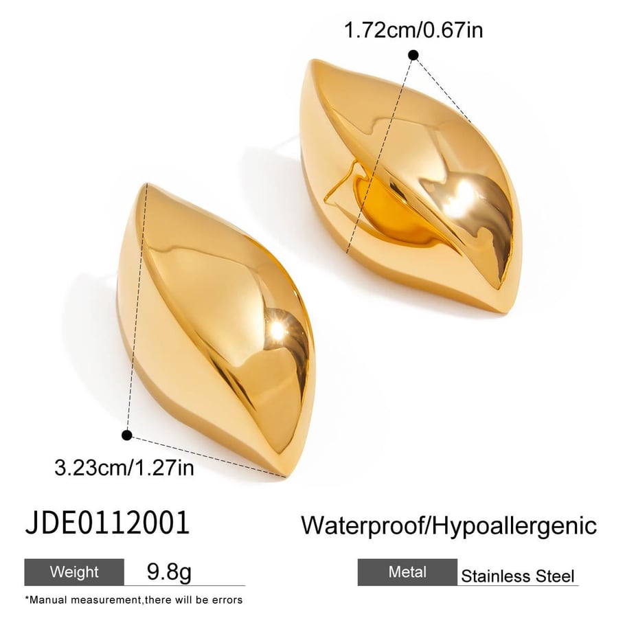 Einfache Blätter Edelstahl Gold Farbe Ohrstecker 