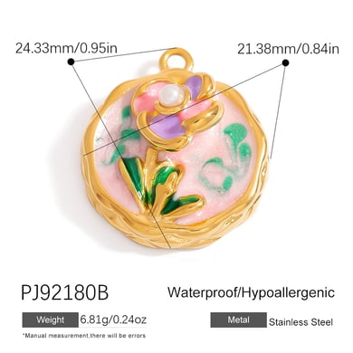 Romantic Flower Stainless Steel Gold Color Pendants h5 Picture2