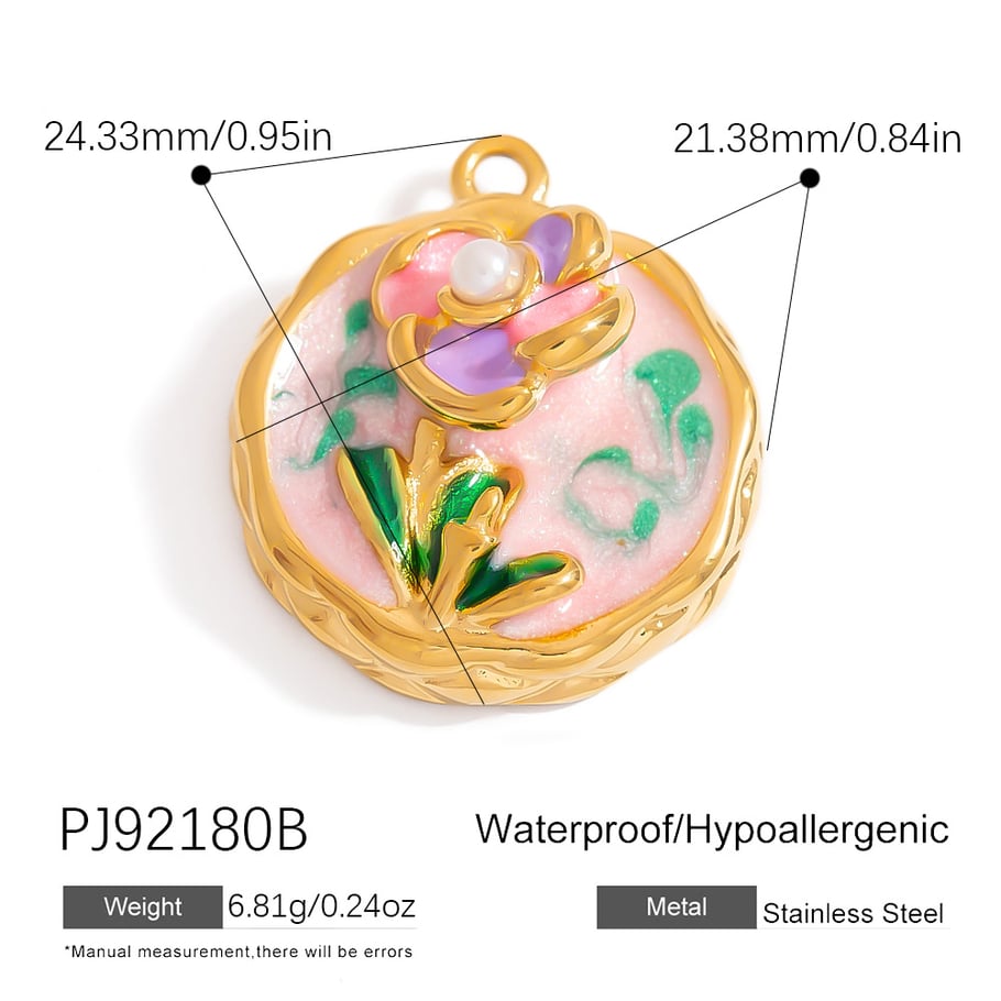 Romantic Flower Stainless Steel Gold Color Pendants Picture2