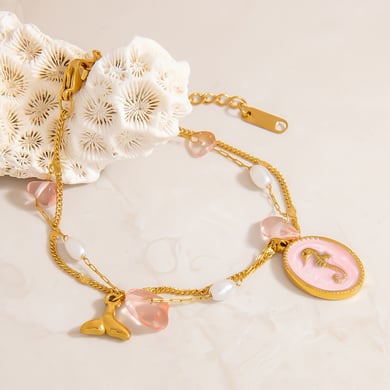 Oceanic Stainless Steel Gold Color Charm Bracelets h5 Picture5