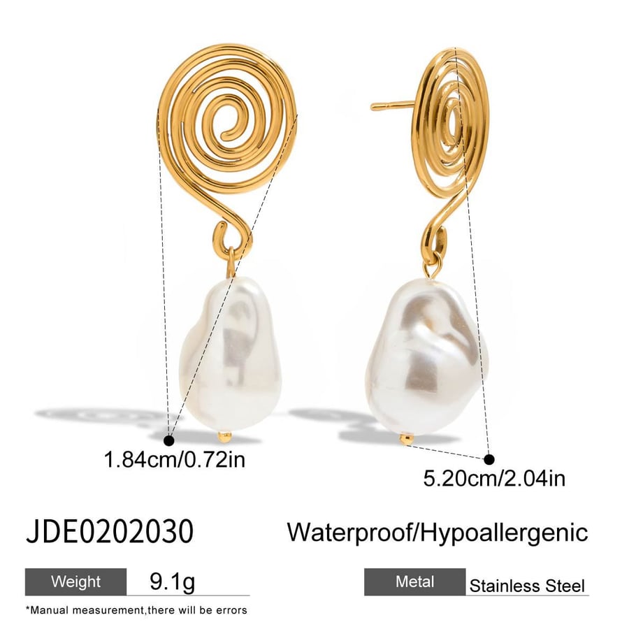 Vortex Shape Stainless Steel Gold Color Drop Earrings Picture2