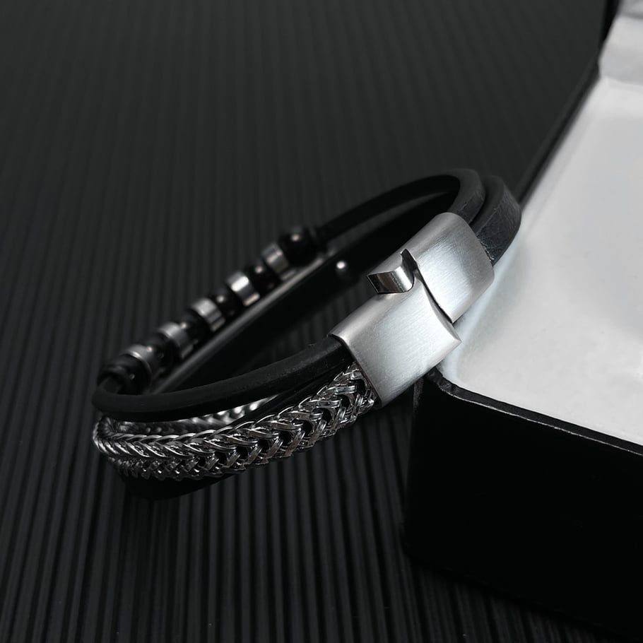 1 Piece Designable Multilayer Stainless Steel Men's Bracelets Picture5