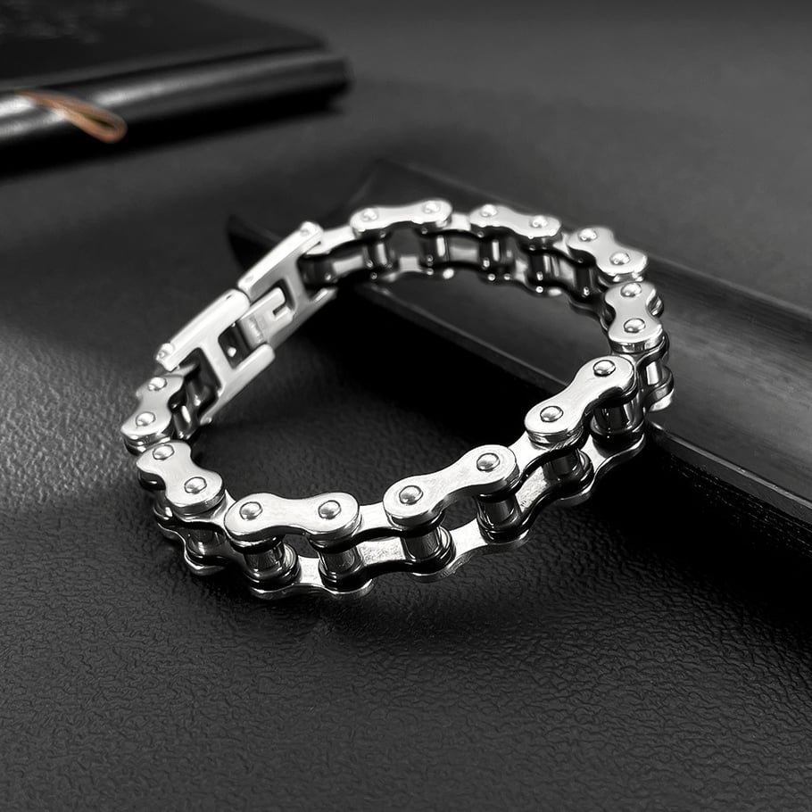 Bracelets pour homme en acier inoxydable avec chaîne de locomotive classique h5Image2