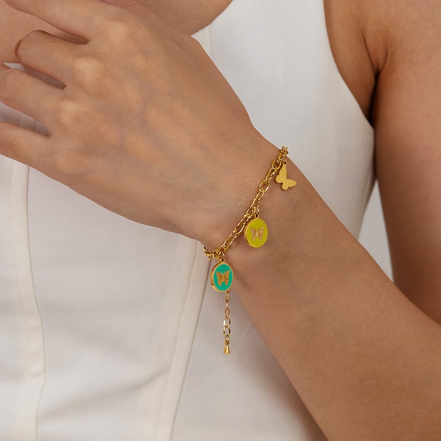 1 Stück Simple Series Daily Animal Edelstahl Goldfarben Damen Charm Armbänder Bild5