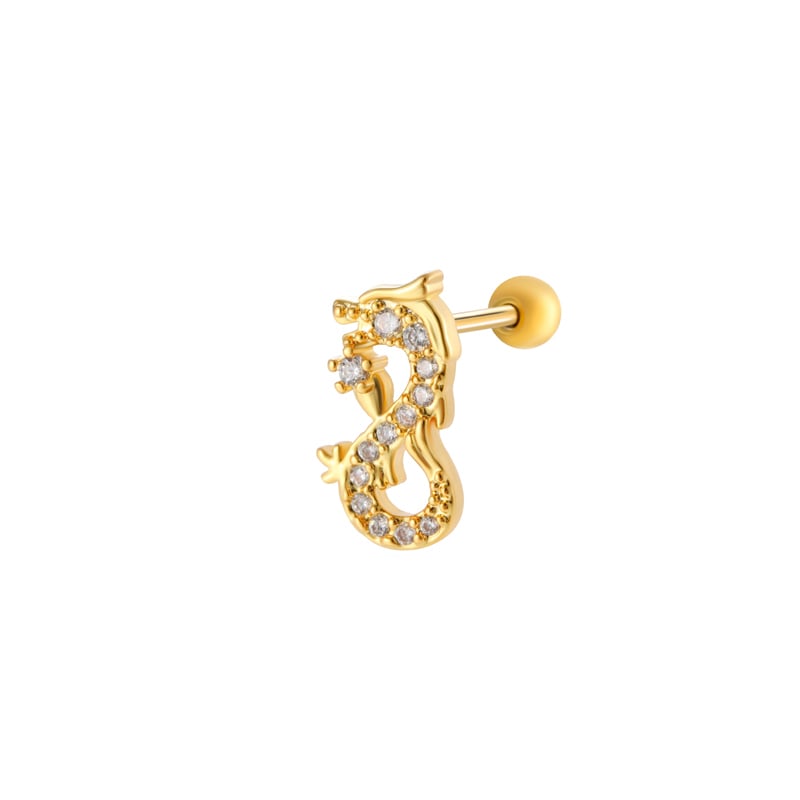 Herz Kupfer Zirkon Piercings Ohrringe 