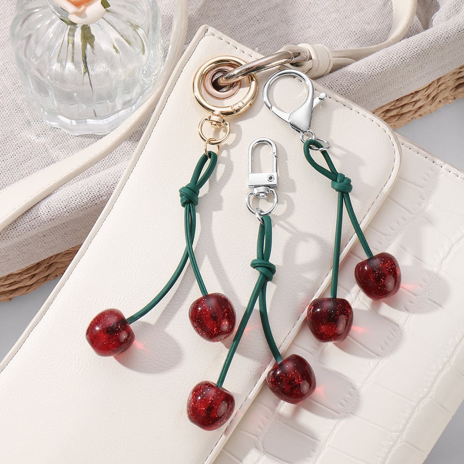 Leather Cherry Bag Charms Picture4