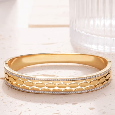 1 Stück Luxuriöse Serie Klassische geometrische Edelstahl Gold Farbe Damen Armreifen h5 Bild4
