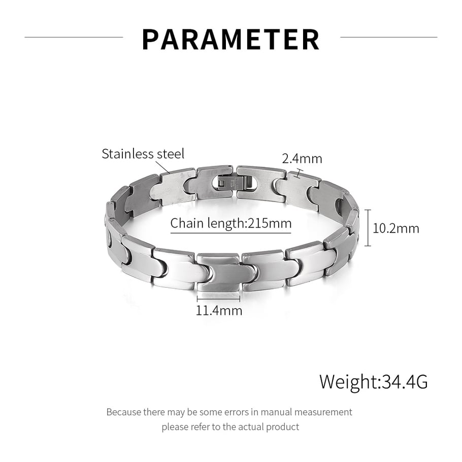 1 Piece Sleek Series Punk Geometric Patchwork Stainless Steel Men's Bracelets Picture9