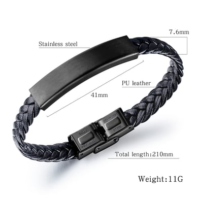 Minimalist Black Stainless Steel Men's Bracelets h5 Picture6