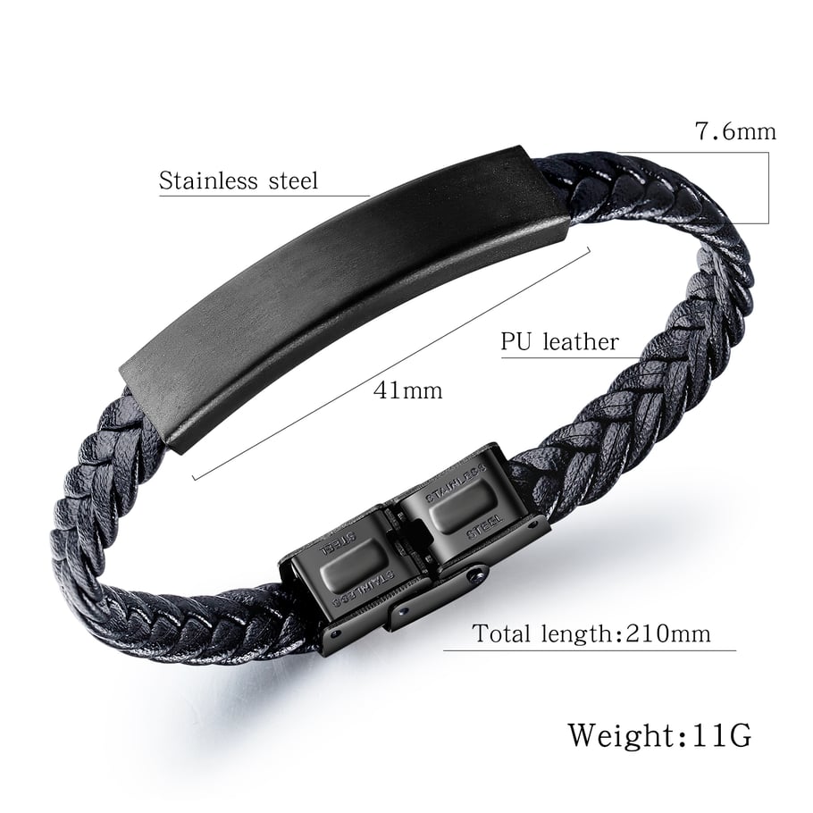 Minimalist Black Stainless Steel Men's Bracelets Picture6