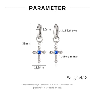 Boucles d&#39;oreilles homme en acier inoxydable avec croix rayonnante h5 Image7