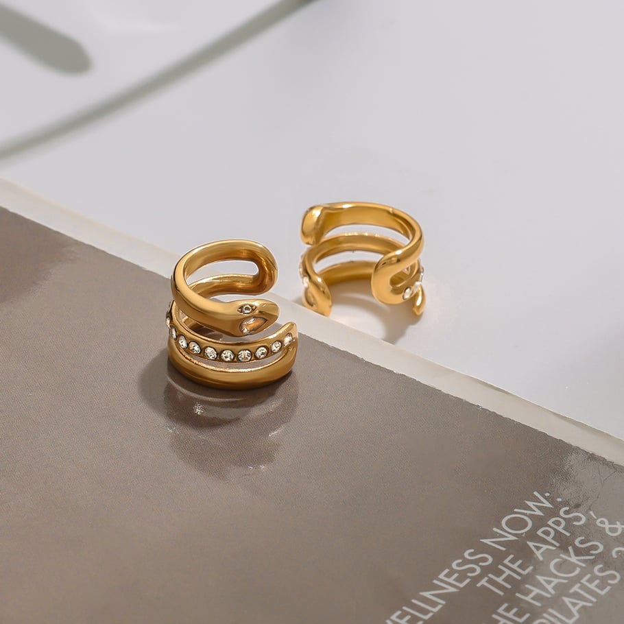 Snake Stainless Steel Gold Color Ear Cuffs Picture3