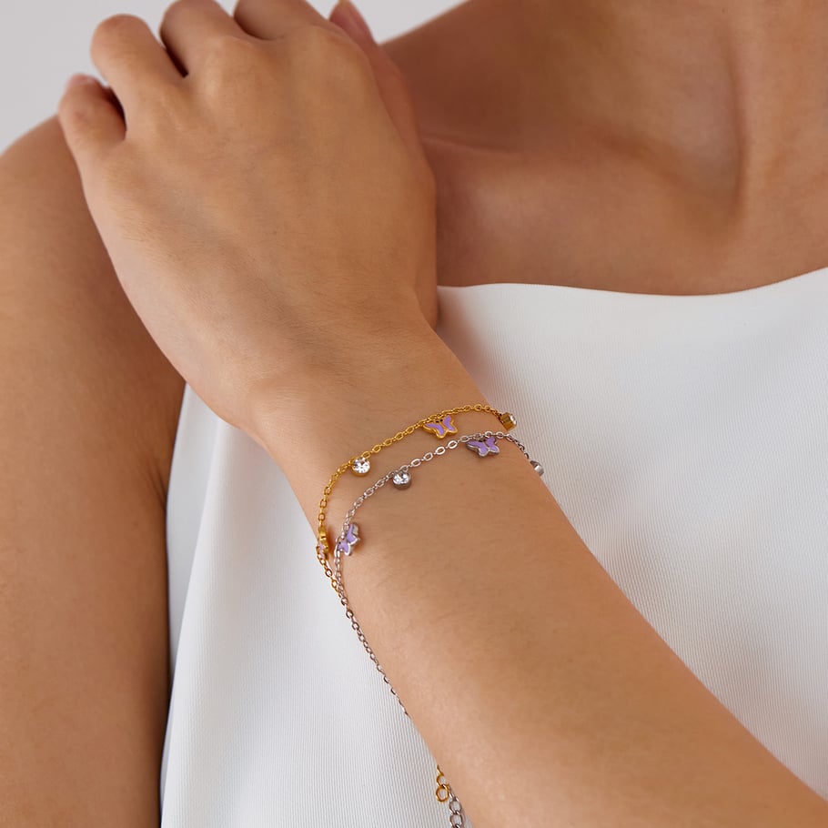 1 Stück Simple Series Daily Plant Edelstahl Goldfarben Damen Charm Armbänder Bild6