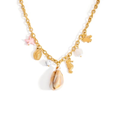 Oceanic Edelstahl-Halsketten mit goldfarbenem Anhänger h5 