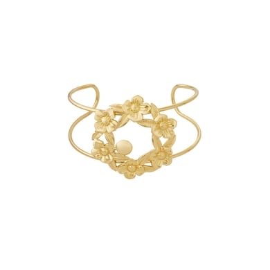 1 Piece Sophisticated Series Natural Flower Lightweight Stainless Steel Gold Color Women's Bangles h5 Picture7