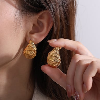 Drop Stainless Steel Gold Color Stud Earrings h5 Picture4