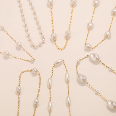 1 Piece Elegant Natural Beads Stainless Steel Women's Chain Necklaces h5 Picture5