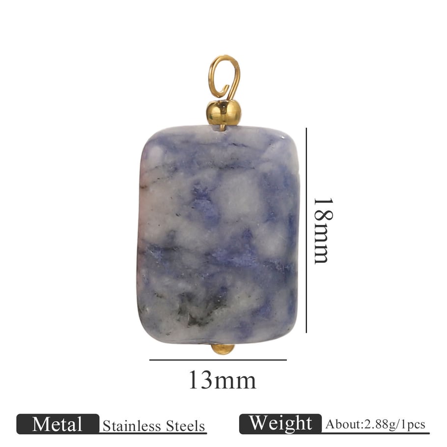 1 Piece Polychrome Rectangular Stainless Steel Natural Stone Women's Pendants Picture4