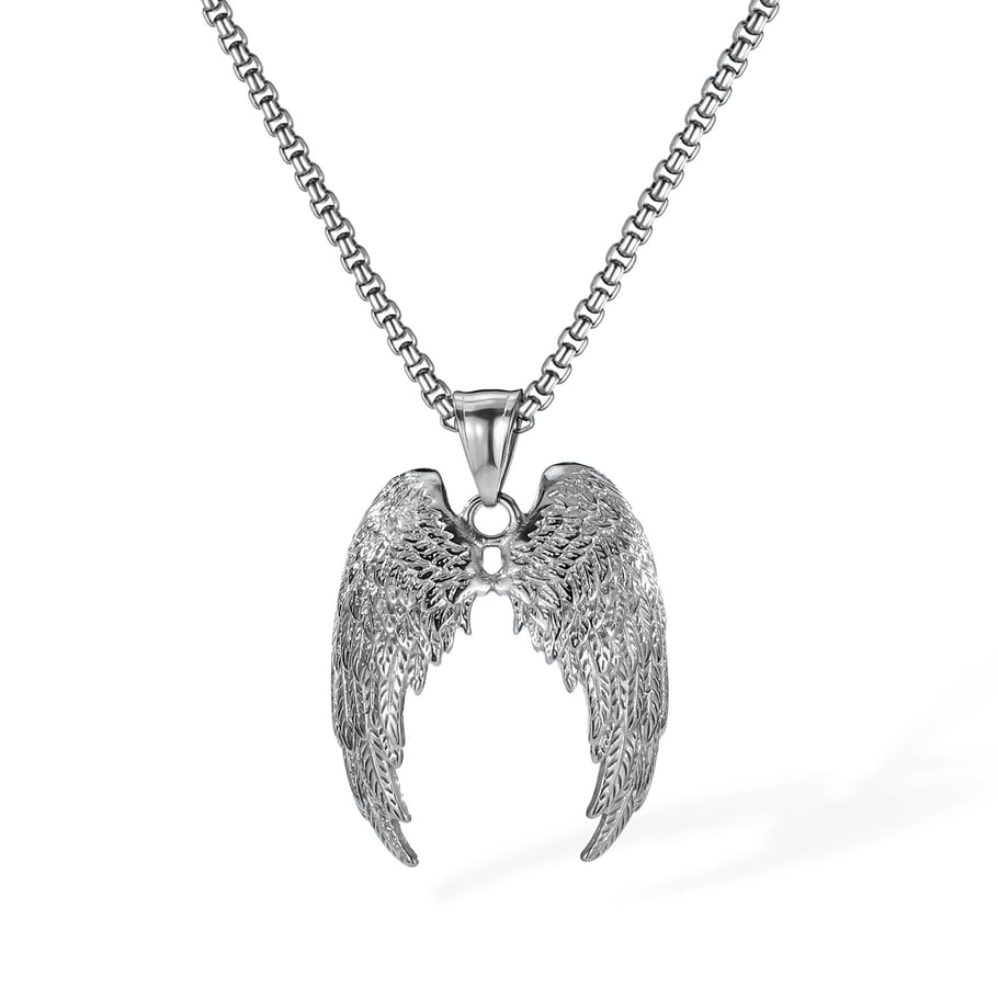 Collana con ciondolo da uomo in acciaio inossidabile con ali, 1 pezzo Immagine5
