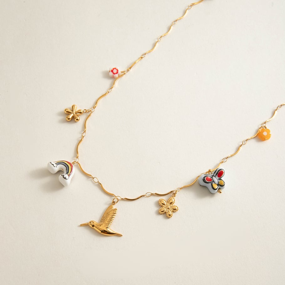 Sweet Rainbow Stainless Steel  Gold Color Pendant Necklace Picture6