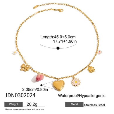 Ins Style Heart Stainless Steel Gold Color Pendant Necklaces h5 