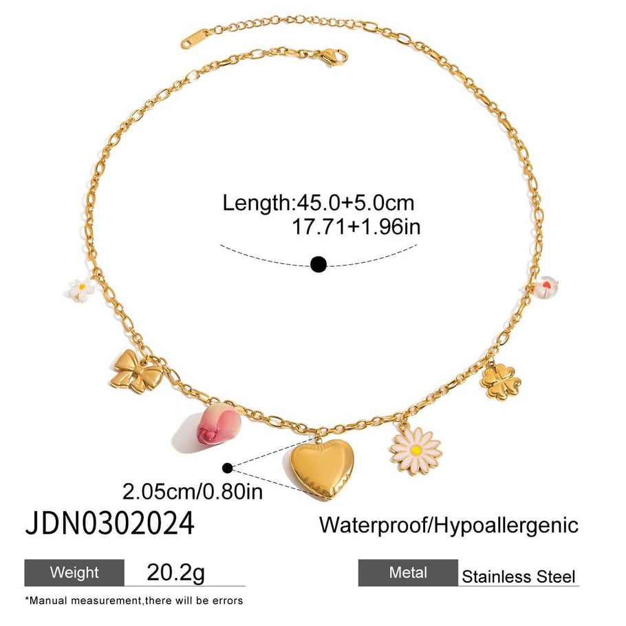 Ins Style Heart Stainless Steel Gold Color Pendant Necklaces 