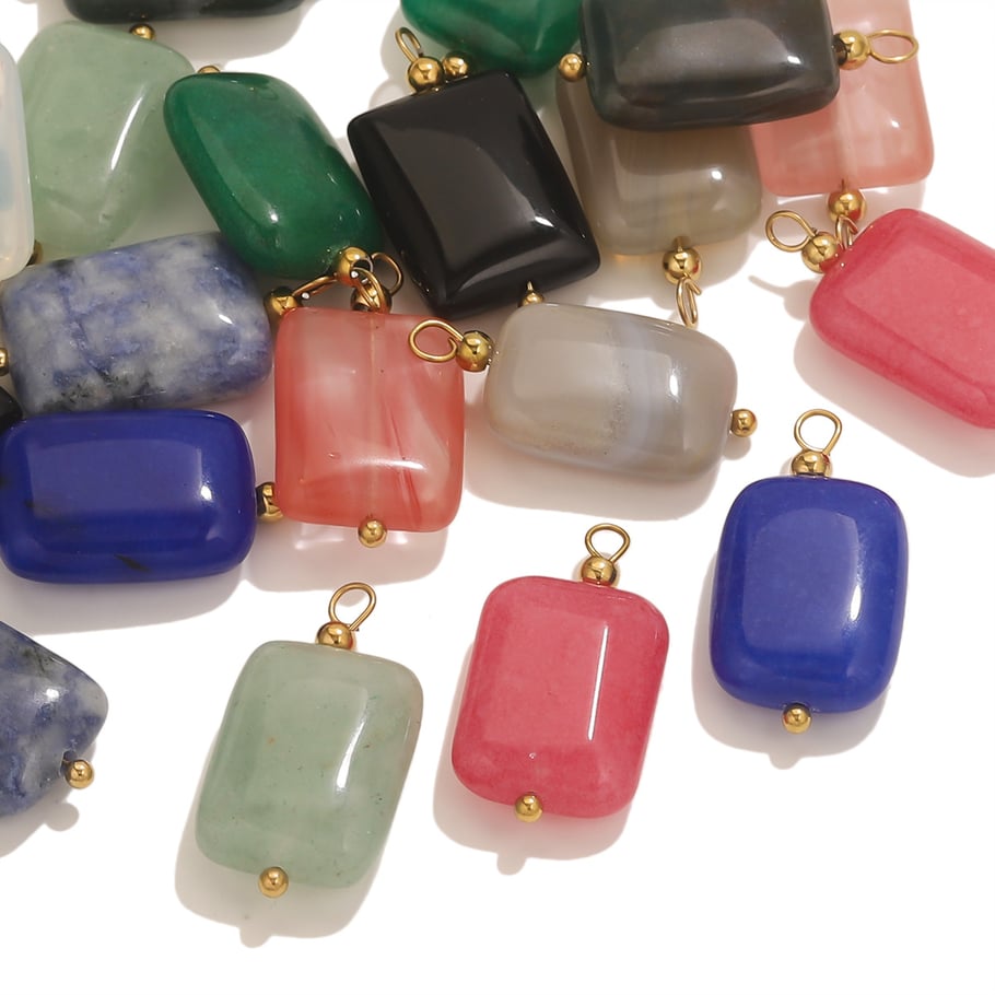 1 Piece Polychrome Rectangular Stainless Steel Natural Stone Women's Pendants Picture7