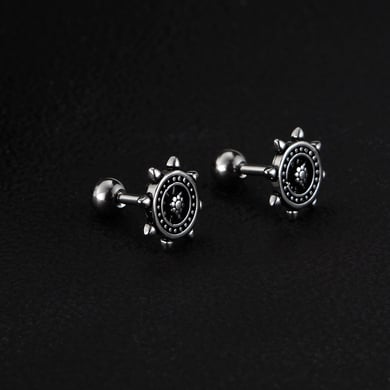 Radiant Series Simple Rudder Stainless Steel Men's Stud Earrings h5 Picture4