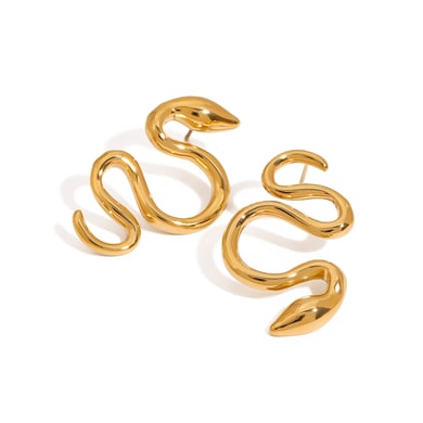 Modern Stainless Steel Snake Shape Gold Color Women's Stud Earrings h5 Picture7