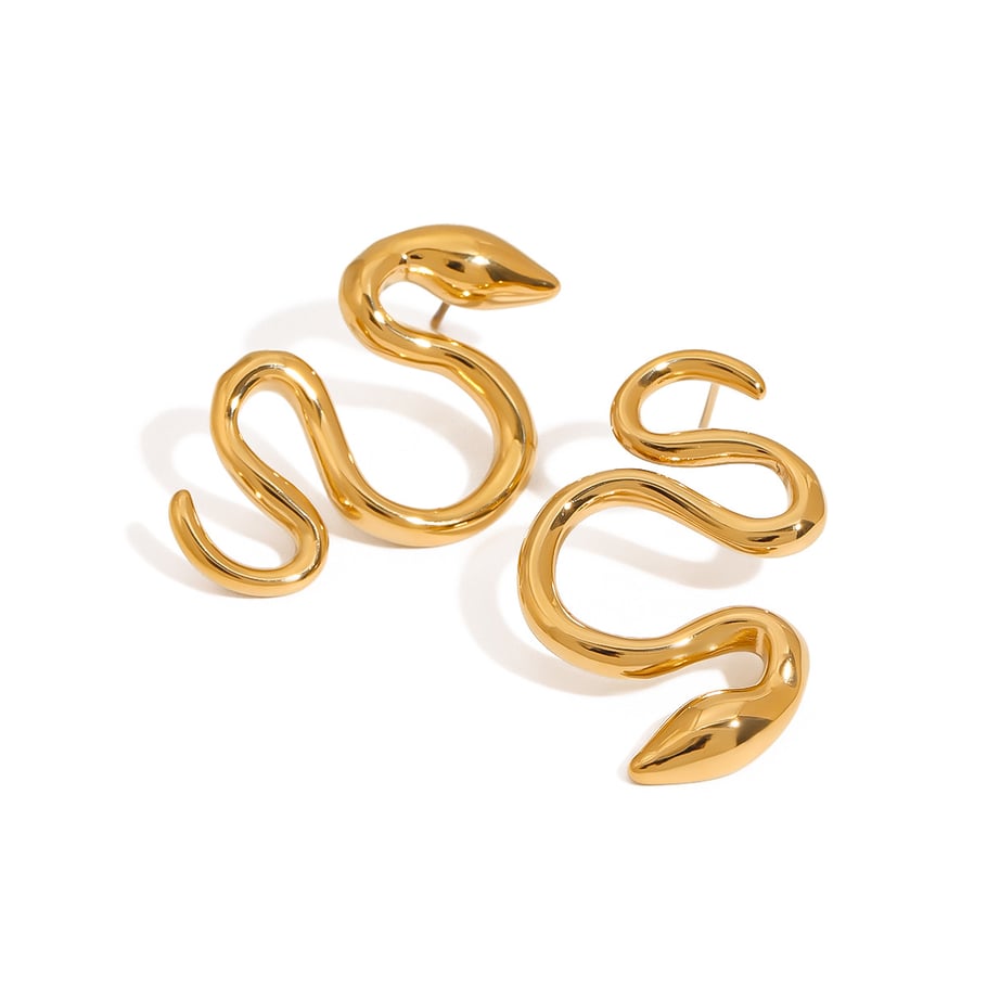Modern Stainless Steel Snake Shape Gold Color Women's Stud Earrings Picture7
