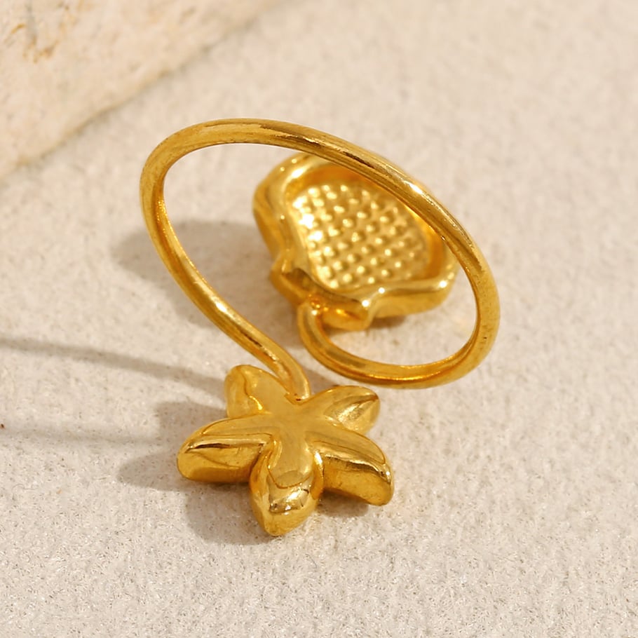 Starfish & Shell Stainless Steel Gold Color Adjustable Rings Picture5