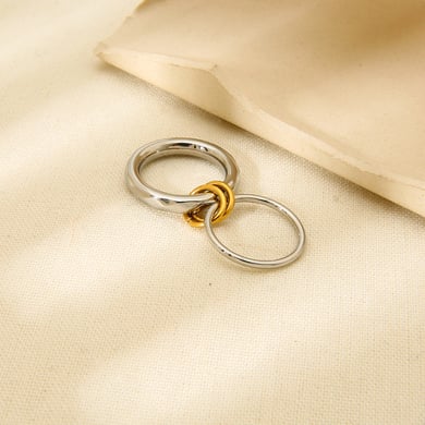 Fashion Chain Stacking Gold Stainless Steel Women's Ring h5 Picture4