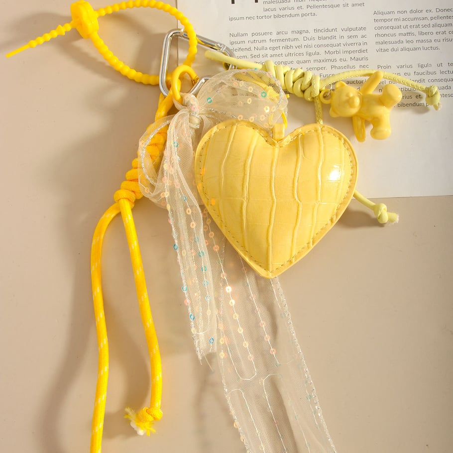 Cute and Delicate Yellow Heart Bow Women's Bag Charms Picture4