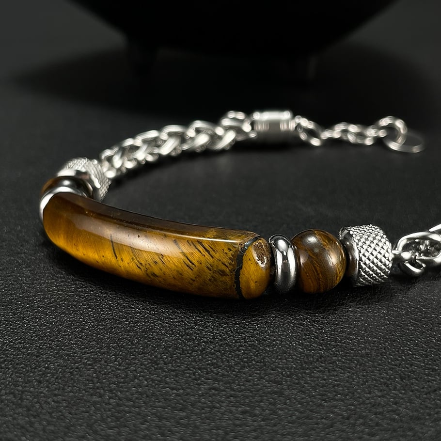 1 Piece Natural Stone Stainless Steel Men's Bracelets Picture6