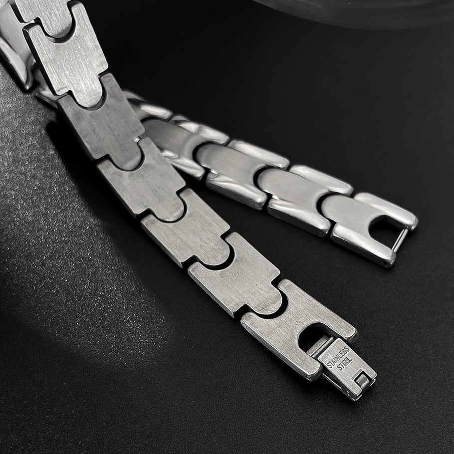 1 Piece Sleek Series Punk Geometric Patchwork Stainless Steel Men's Bracelets Picture5