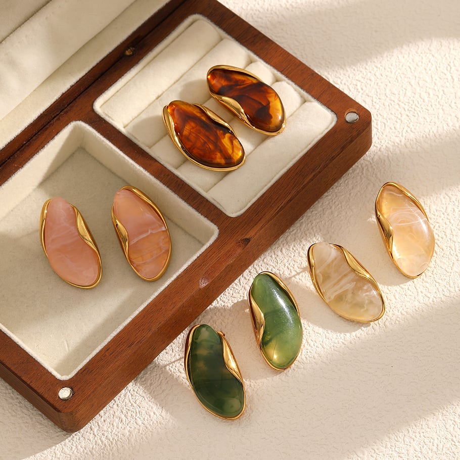 Vintage Unregelmäßige Geometrische Edelstahl Gold Farbe frauen Stud Ohrringe Bild3