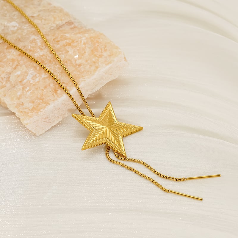 Star Stainless Steel Gold Color Long Necklaces Picture5
