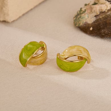 1 par de pendientes de botón geométricos diarios de acero inoxidable color dorado para mujer h5 Imagen3