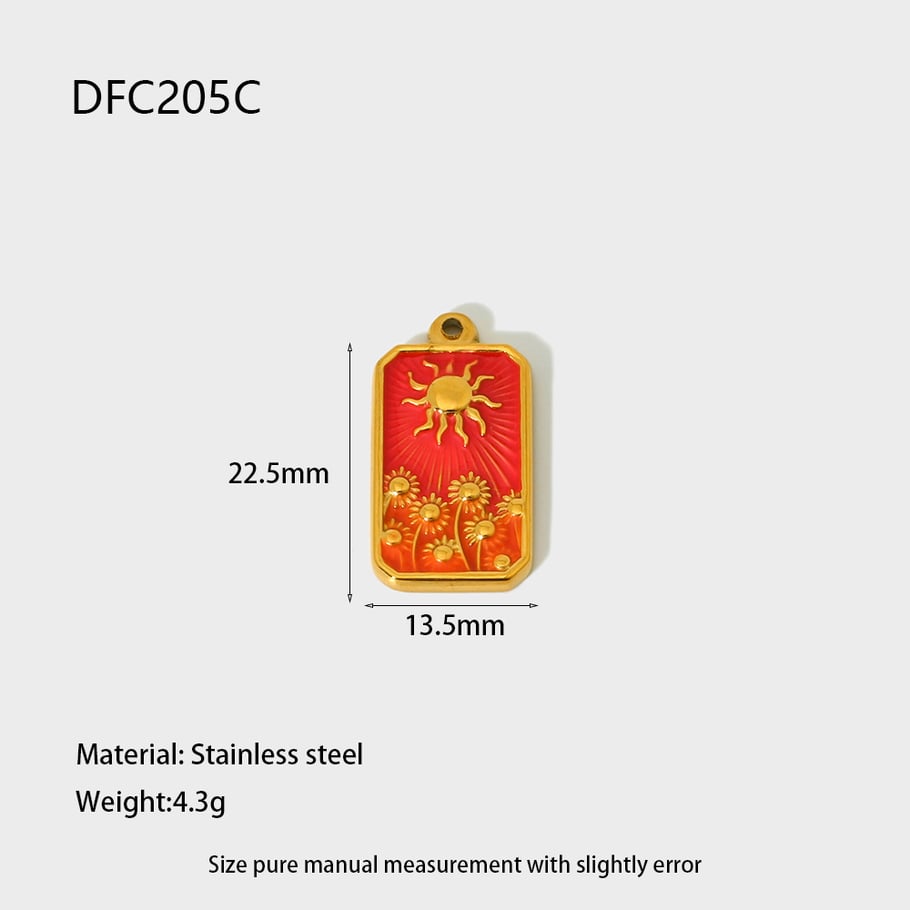 1 Stück Sonne Sonnenblume Rechteck DIY Gold Edelstahl Anhänger Zubehör 