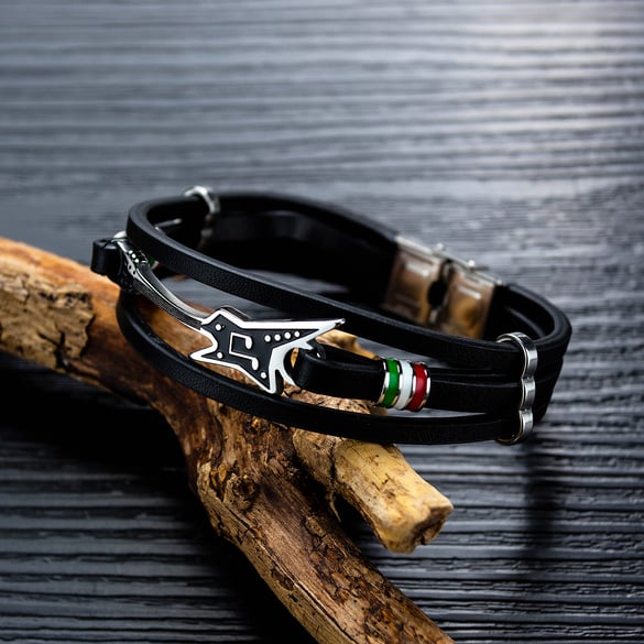 1 Piece Guitar Leather Stainless Steel Men's Bracelets 2
