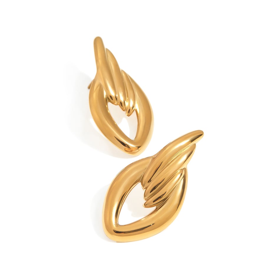 Ins Style Geometric Stainless Steel Gold Color Stud Earrings 