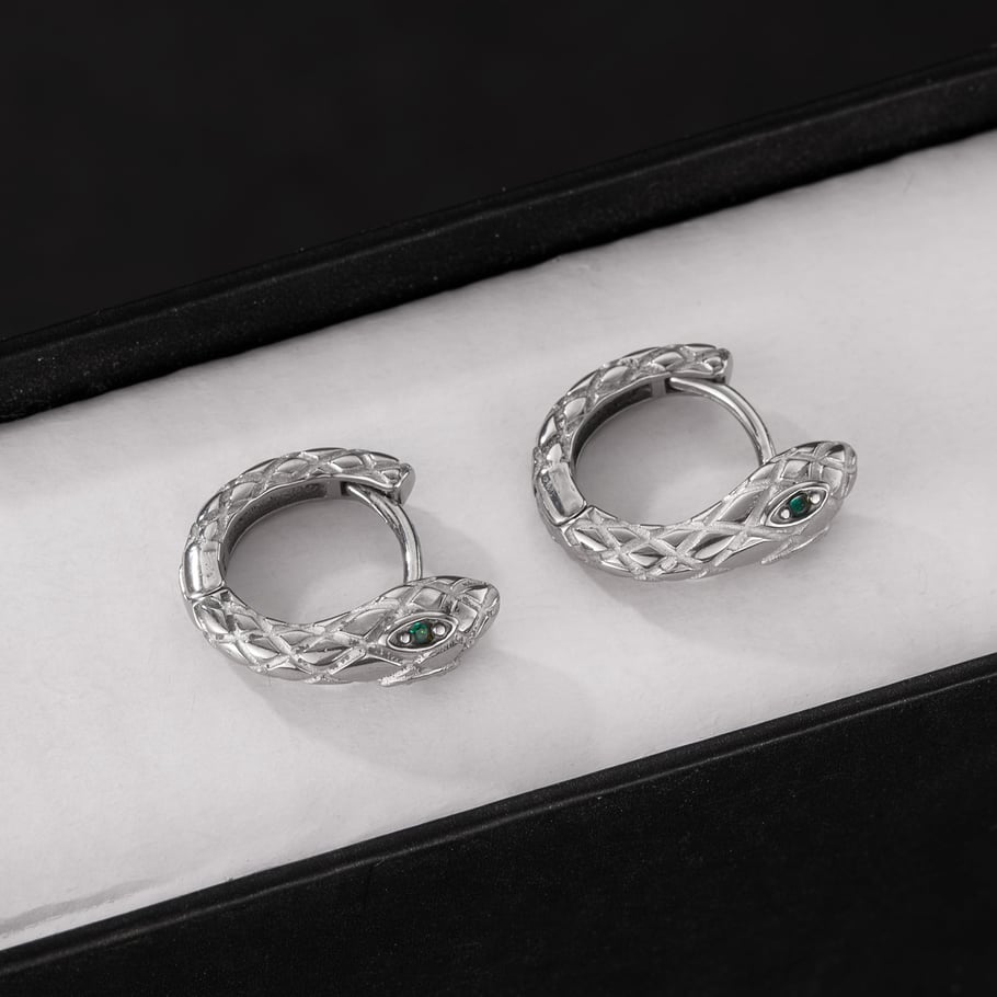 1 Piece Sophisticated Style Snake Head Stainless Steel Men's Hoop Earrings Picture4