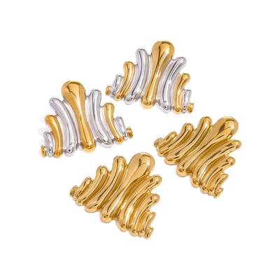 Classic Geometric Stainless Steel  Gold Color Stud Earrings h5 Picture5